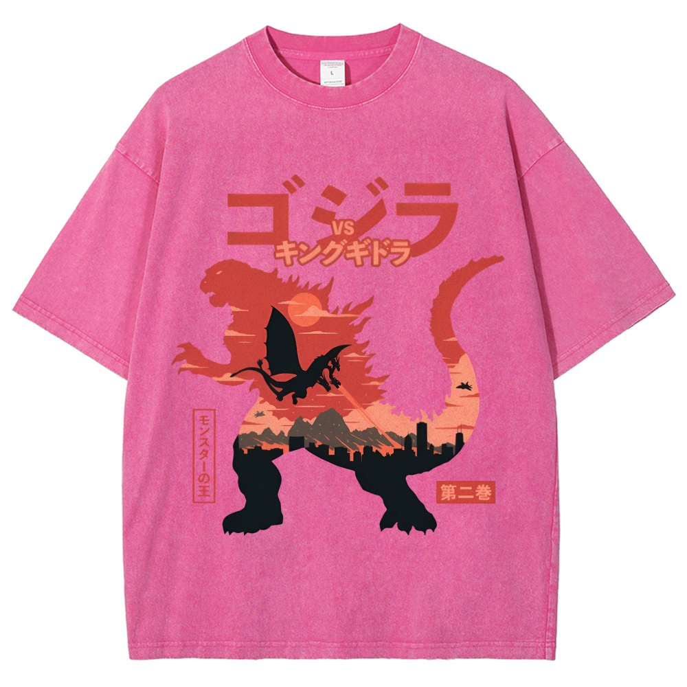 Godzilla King Of The Monsters Vol.2 Vintage Wash Japanese Design T-Shirt