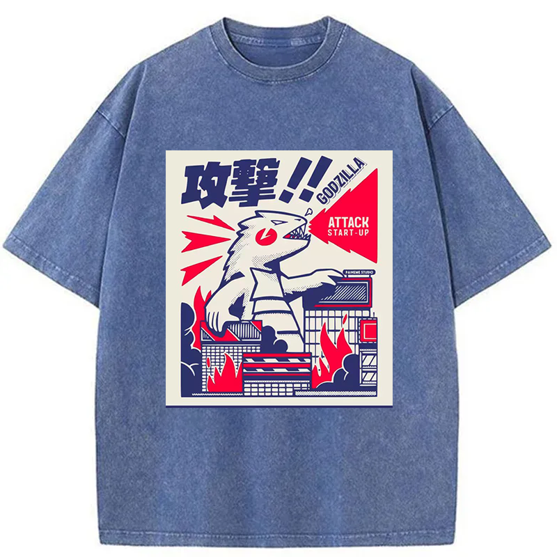 fujisakuras Destroy city monsters Washed T-Shirt