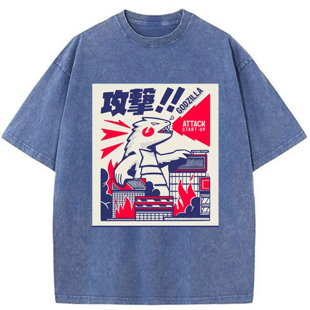fujisakuras Destroy city monsters Washed T-Shirt