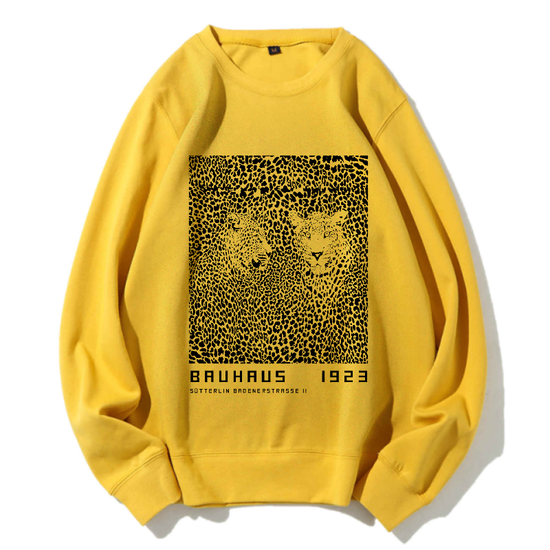 Unisex Bauhaus Style Leopard Printed Sweatshirt