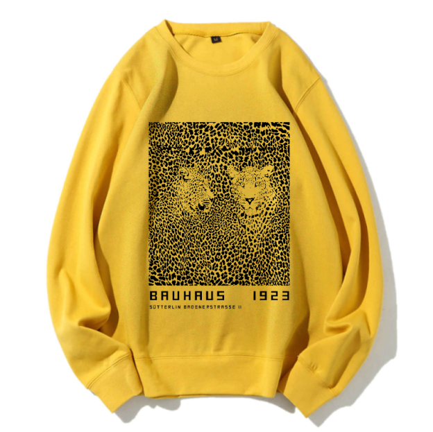 Unisex Bauhaus Style Leopard Printed Sweatshirt