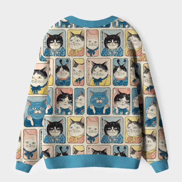 Fishneo Many Cats Are Watching You Ugly Cardigan Sweater