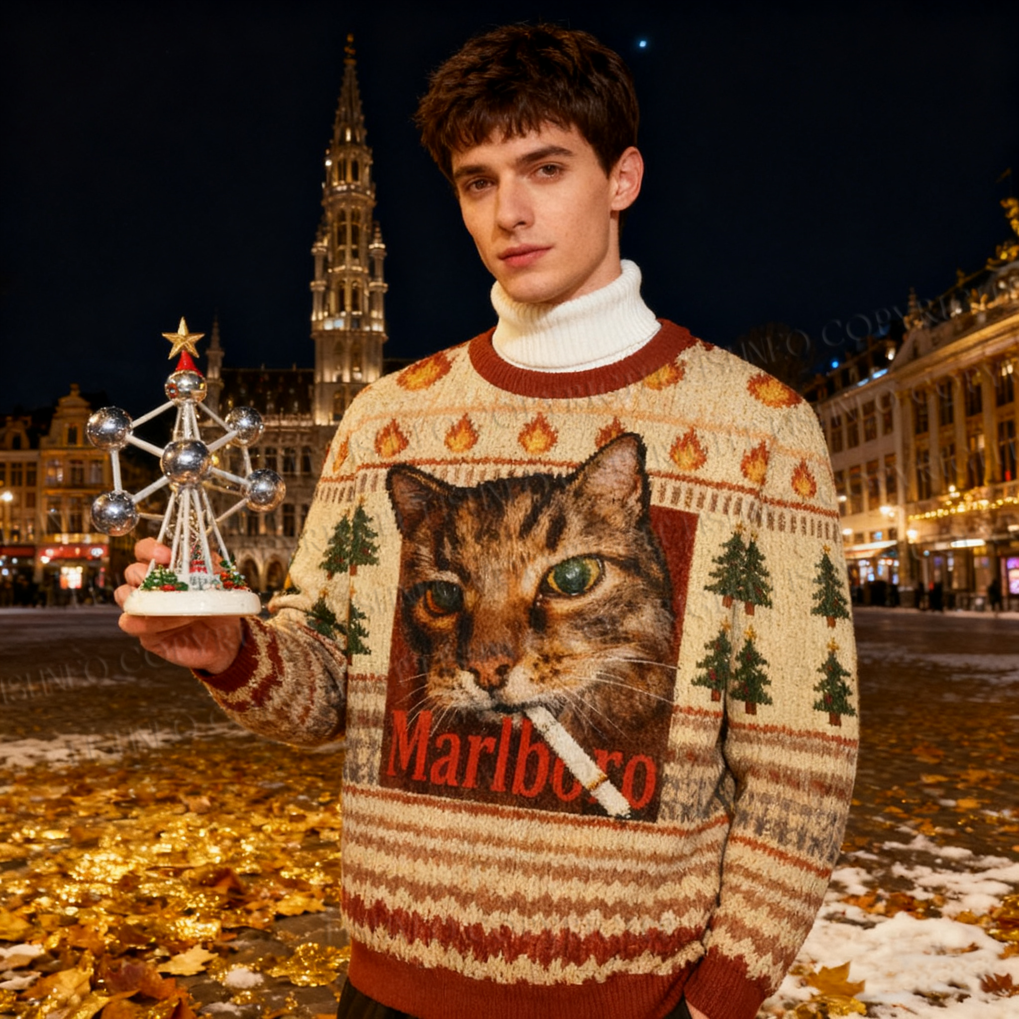 Unisex Funny Smoking Cat Meme Christmas Ugly Sweatshirt