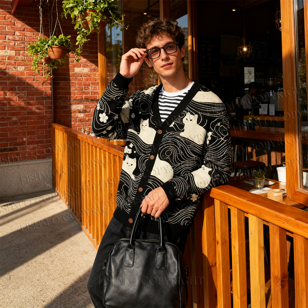 Fishneo Mysterious Cat Ugly Cardigan Sweater