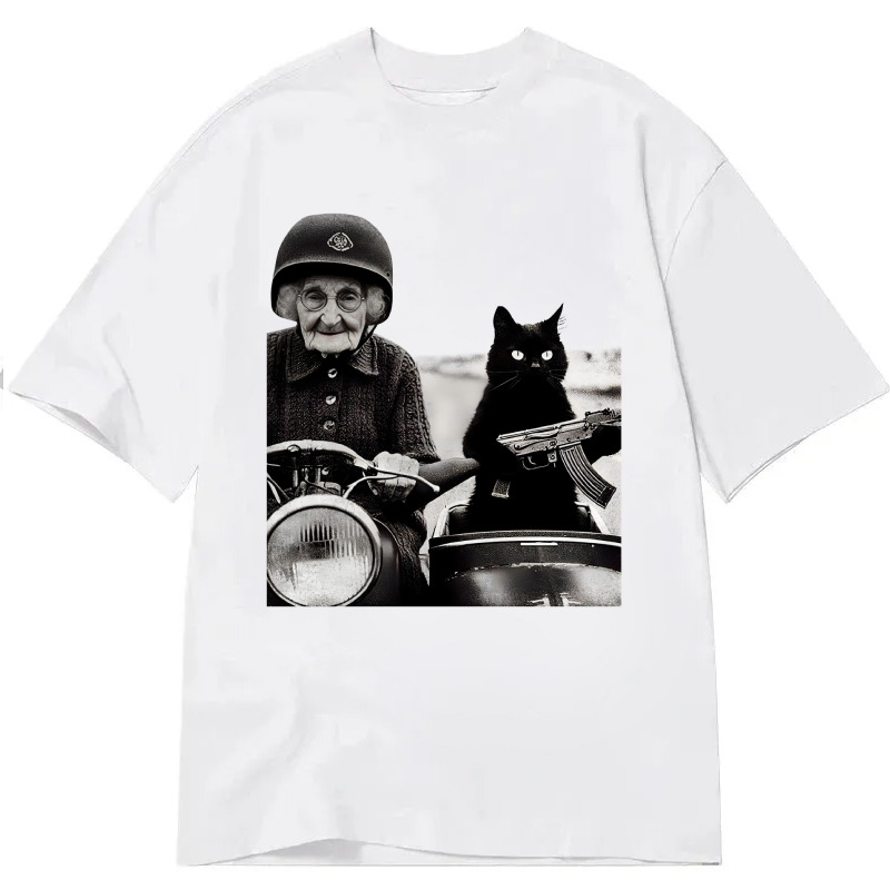  Funny Cat Print Classic T-Shirt