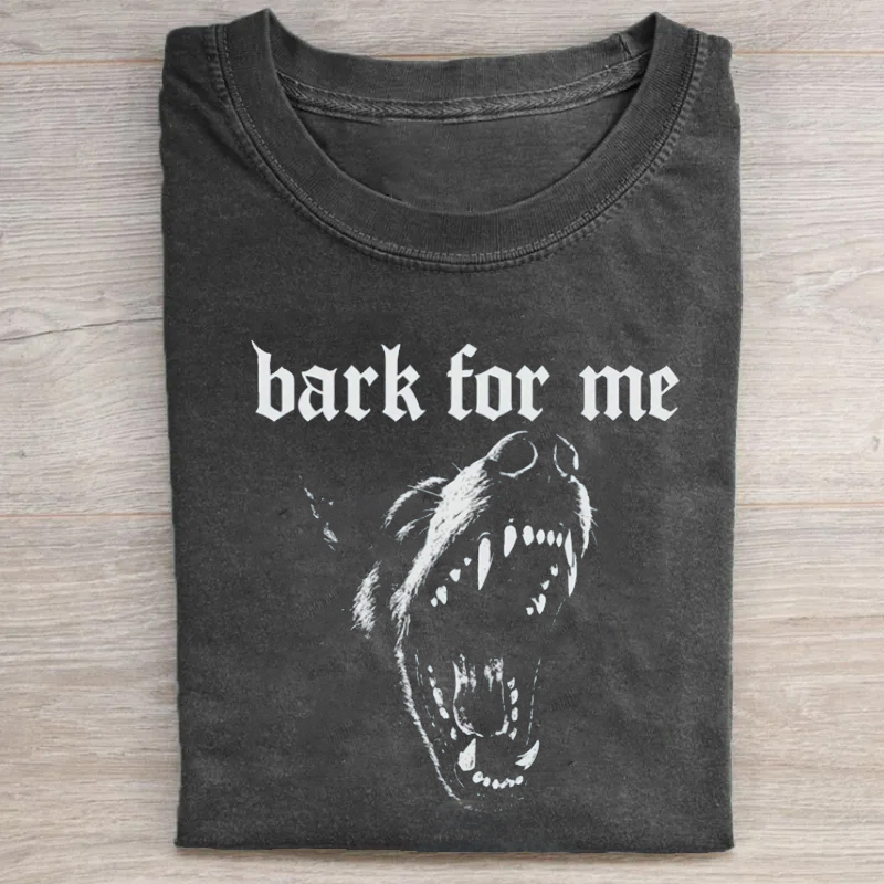 Unisex Bark For Me Printed Washed T-shirt