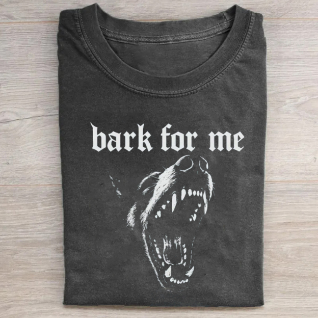 Unisex Bark For Me Printed Washed T-shirt