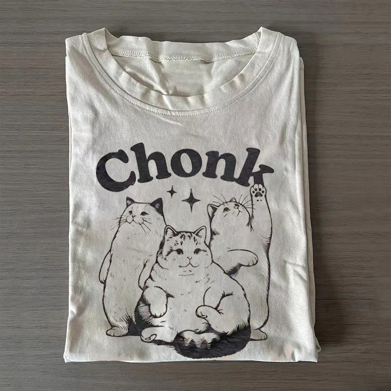 Unisex Classic Cotton Kawaii Chonk Cat Printed T-shirt