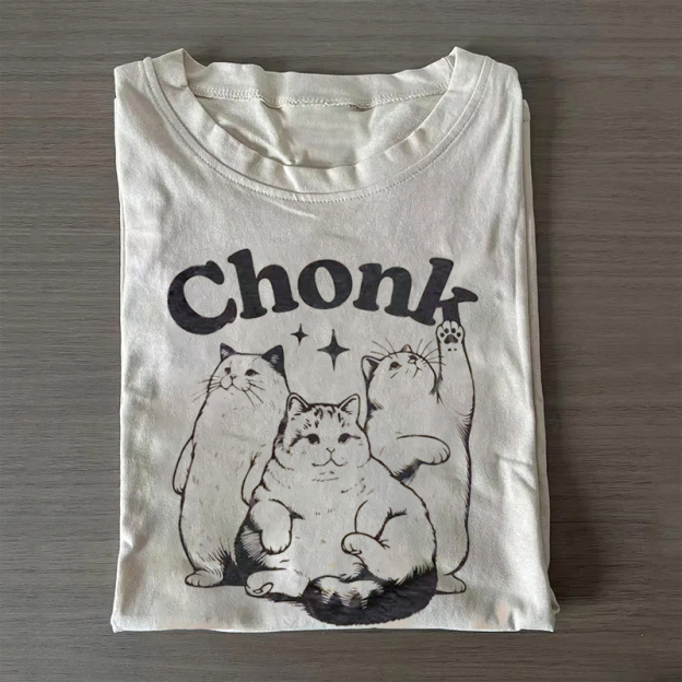 Unisex Classic Cotton Kawaii Chonk Cat Printed T-shirt