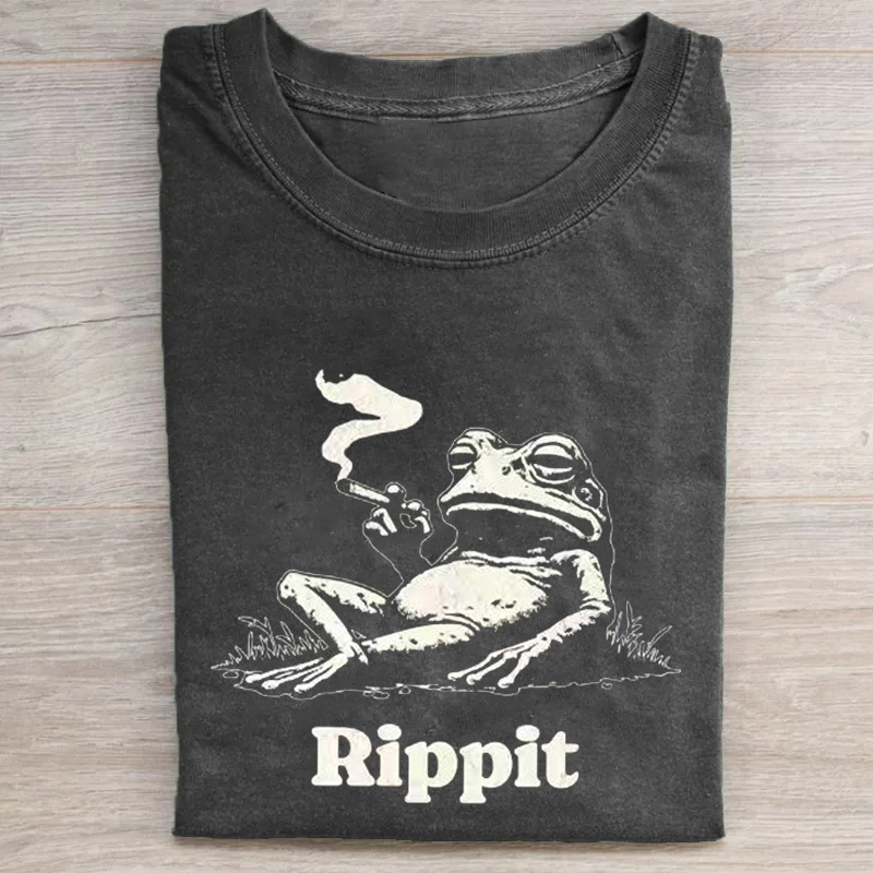 Rippit Frog Vintage Folded Washed T-shirt