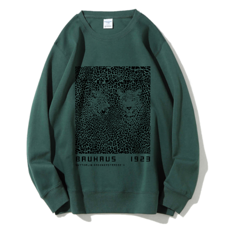 Unisex Bauhaus Style Leopard Printed Sweatshirt