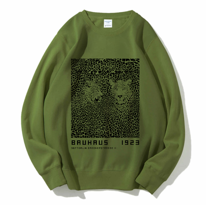 Unisex Bauhaus Style Leopard Printed Sweatshirt