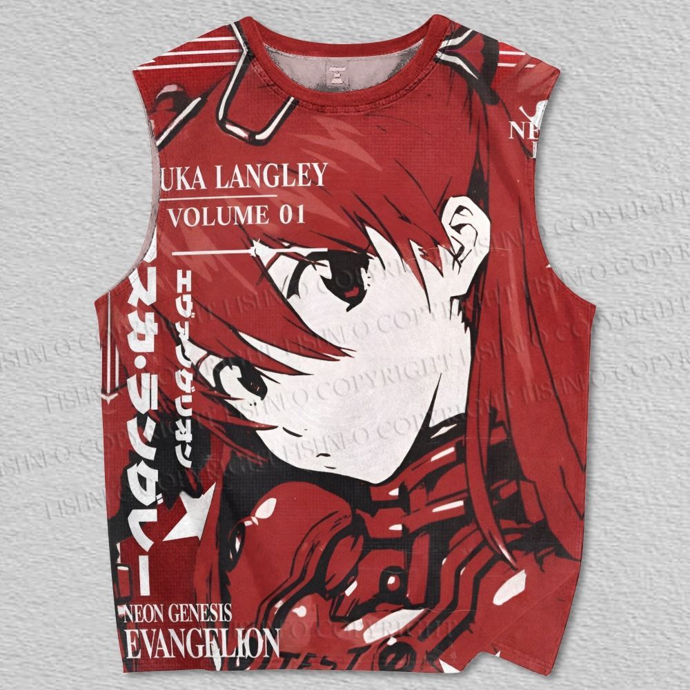 Unisex Neon Genesis Evangelion Asuka Printed Tank Top