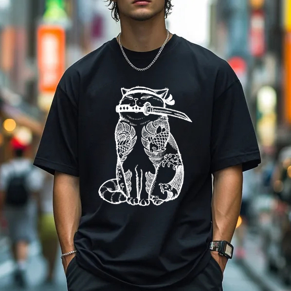 Cat Samurai Men's T-Shirt