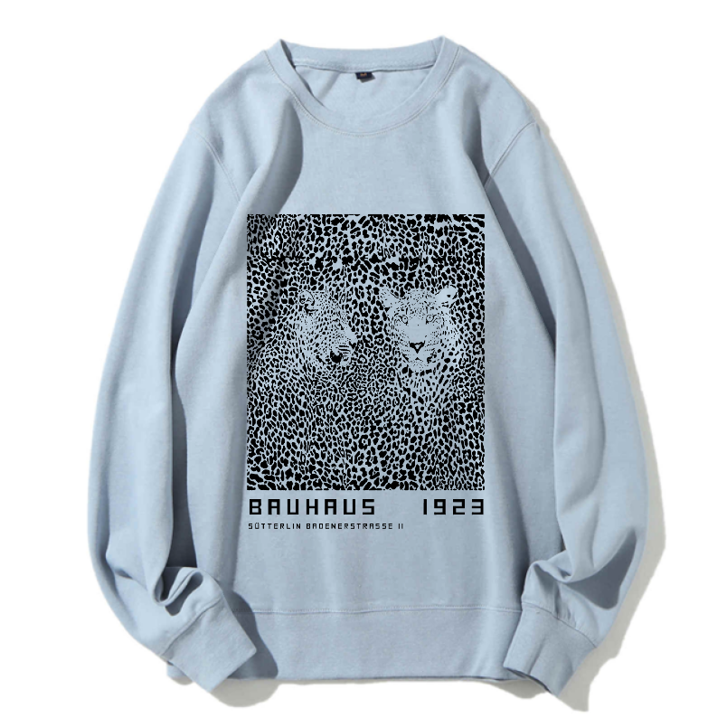 Unisex Bauhaus Style Leopard Printed Sweatshirt