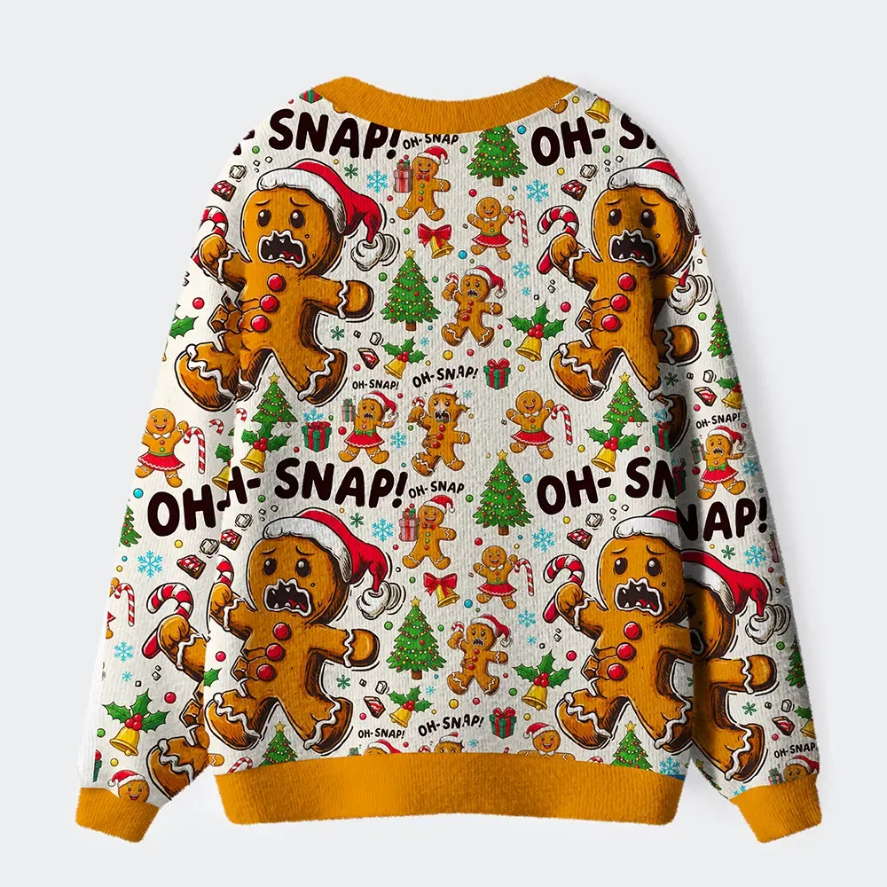 Unisex Oh Snap The Gingerbread Man's Christmas Chaos Ugly Cardigan Sweater