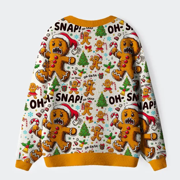 Unisex Oh Snap The Gingerbread Man's Christmas Chaos Ugly Cardigan Sweater