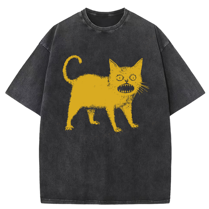 Horrible Japanese Cat Washed T-Shirt