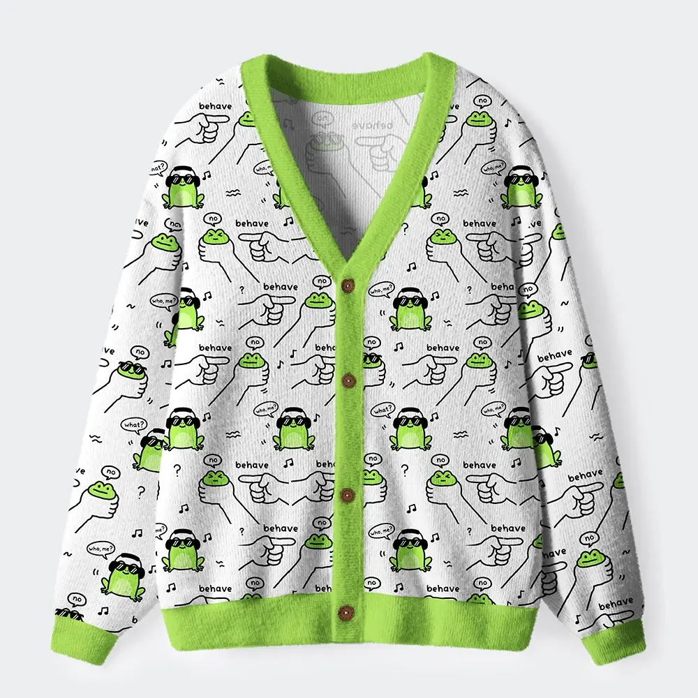 Unisex Dishonest Frog Ugly Cardigan Sweater