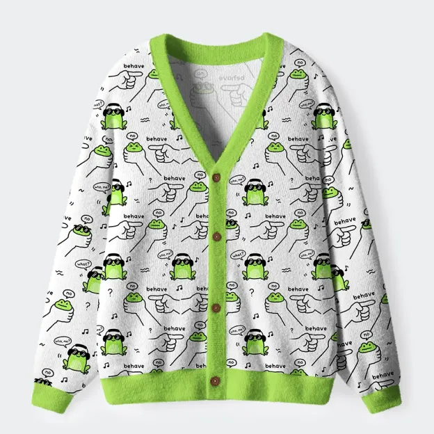 Unisex Dishonest Frog Ugly Cardigan Sweater