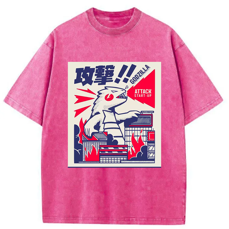 fujisakuras Destroy city monsters Washed T-Shirt