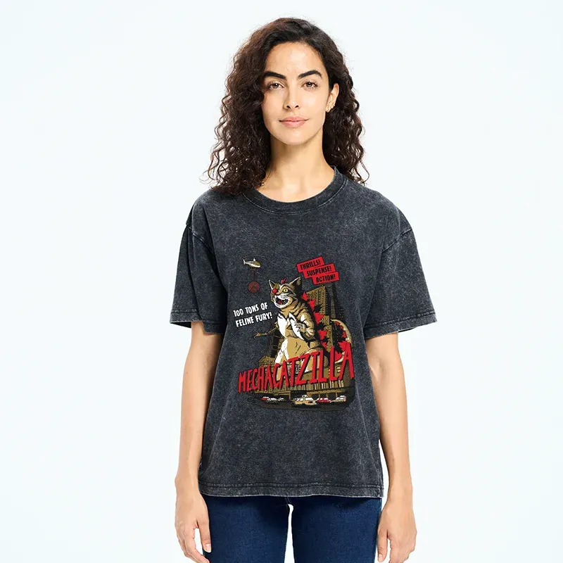 MechaCatzilla Washed T-Shirt