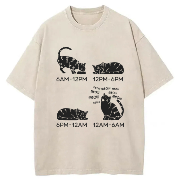  Cat's Schedule Washed T-Shirt