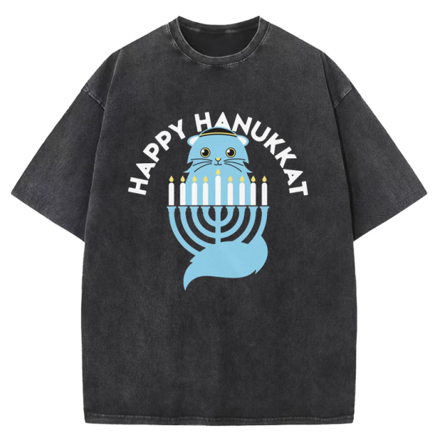  Happy Hanukkat Washed T-Shirt