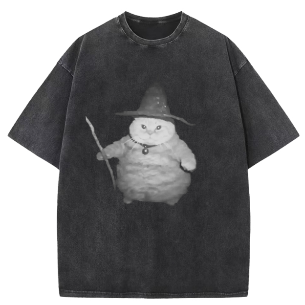  Wizard Cat Washed T-Shirt
