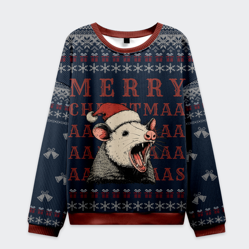 Unisex Opossum Holiday Cheer Christmas Ugly Sweatshirt