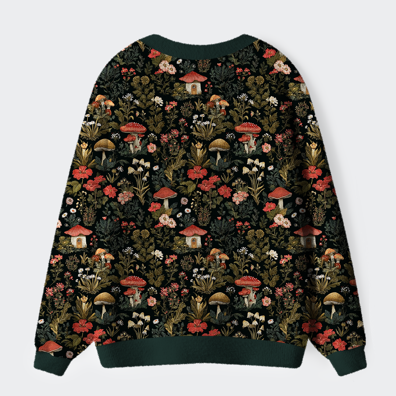 Fishneo Enchanted Forest Mushroom Ugly Cardigan Sweater