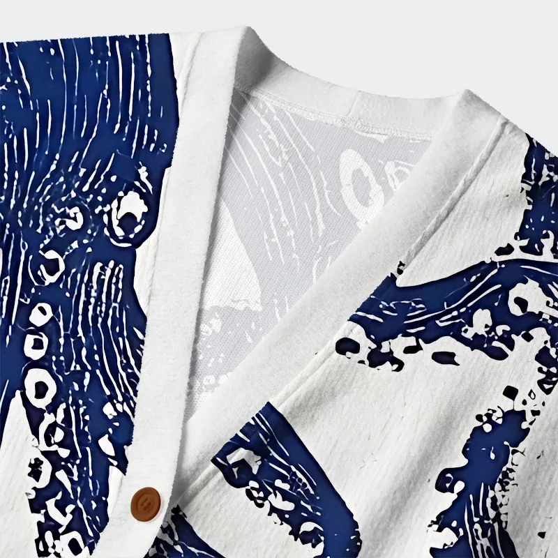 Unisex Ocean Octopus Ugly Cardigan Sweater