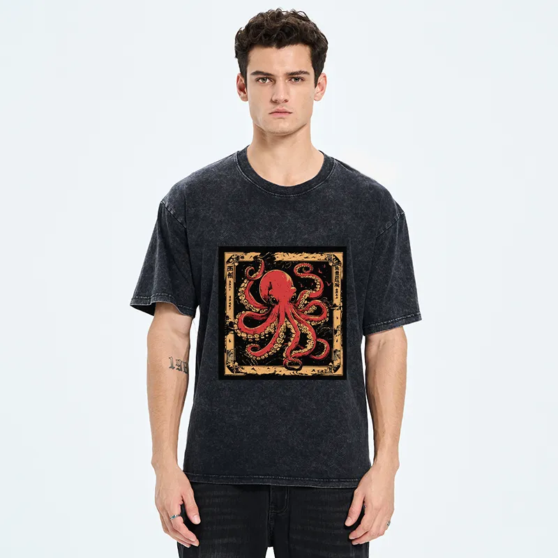 Retro Octopus Washed T-Shirt