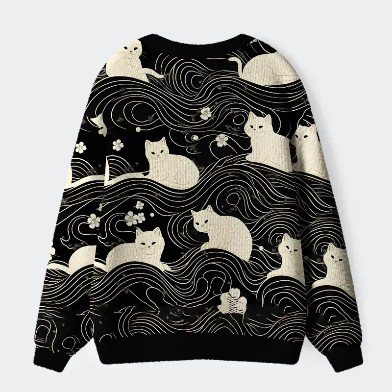 Fishneo Mysterious Cat Ugly Cardigan Sweater