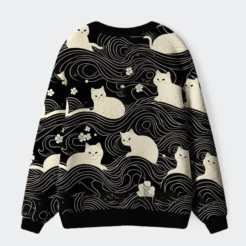 Fishneo Mysterious Cat Ugly Cardigan Sweater