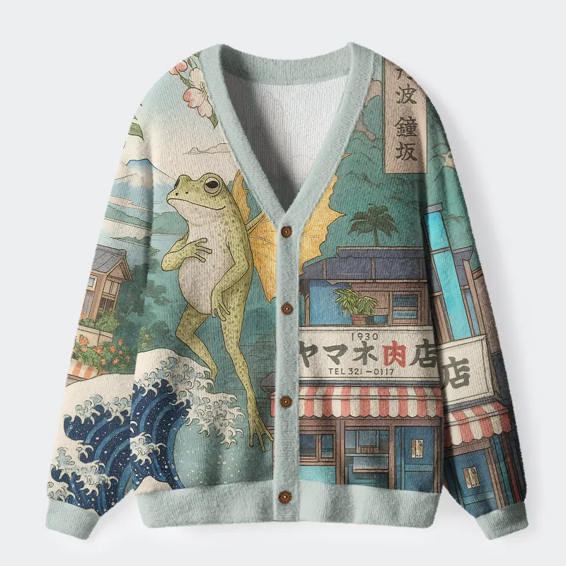 Fishneo Frog With Wings Ugly Cardigan Sweater