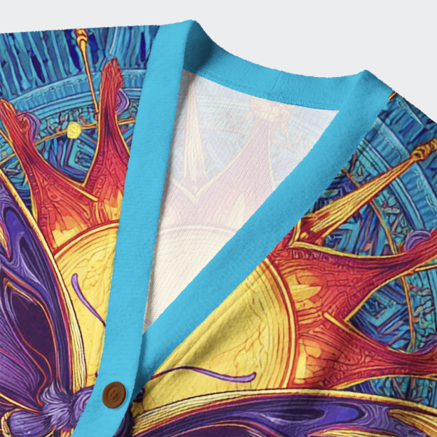 Unisex Dreamscape Wings Ugly Cardigan Sweater