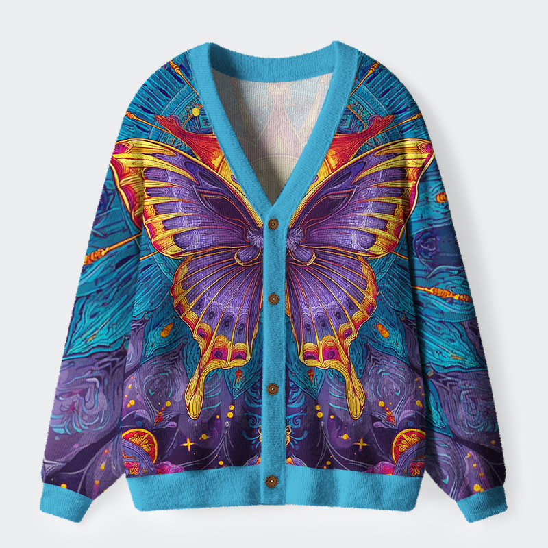 Unisex Dreamscape Wings Ugly Cardigan Sweater