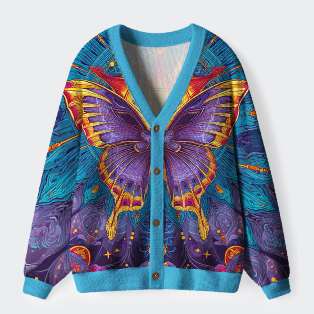 Unisex Dreamscape Wings Ugly Cardigan Sweater