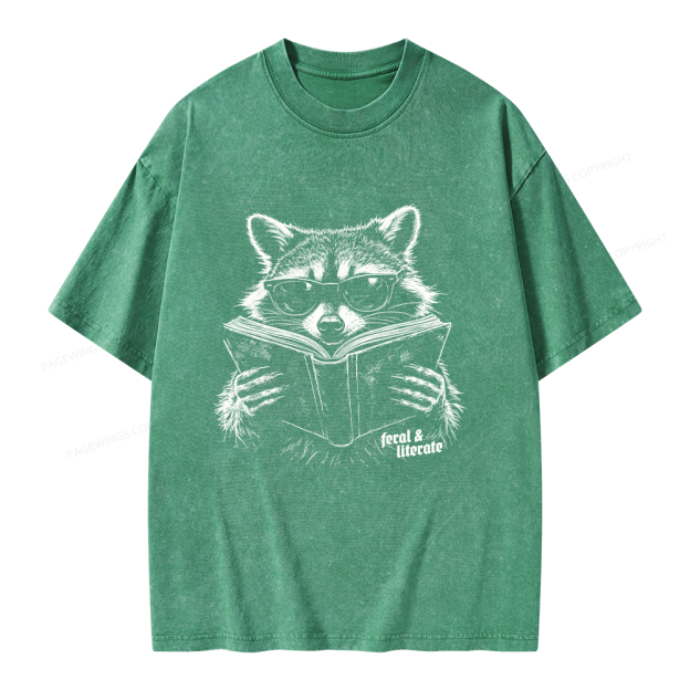 Unisex Funny Raccoon Printed Washed Tee