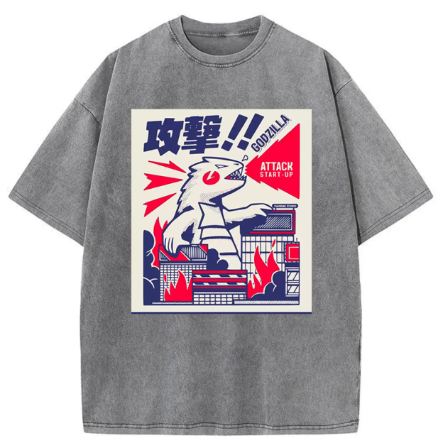 fujisakuras Destroy city monsters Washed T-Shirt