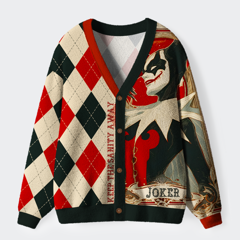 Unisex Joker：No Sanity Allowed Ugly Cardigan Sweater