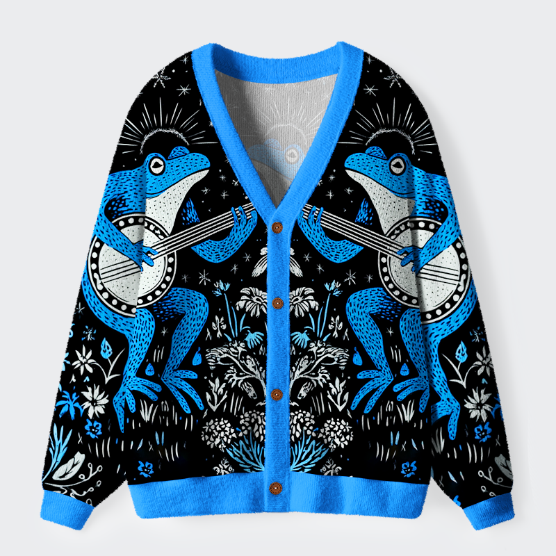 Unisex Serenade of the Banjo Frogs Ugly Cardigan Sweater