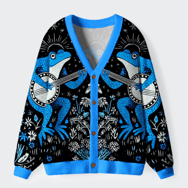 Unisex Serenade of the Banjo Frogs Ugly Cardigan Sweater