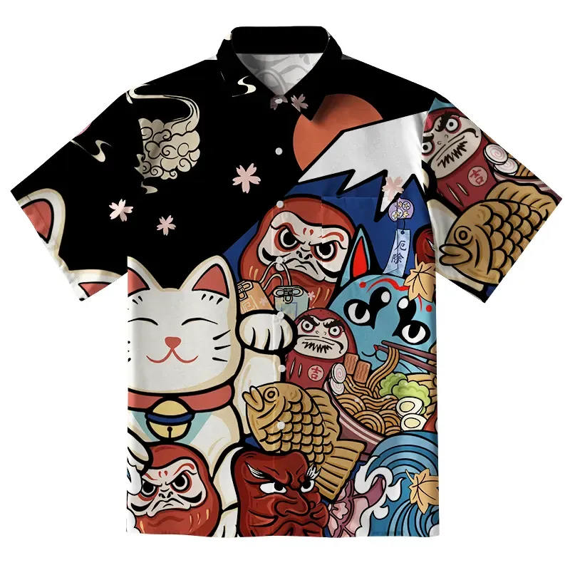 Traditional Japanese Elements Button-up Shirt