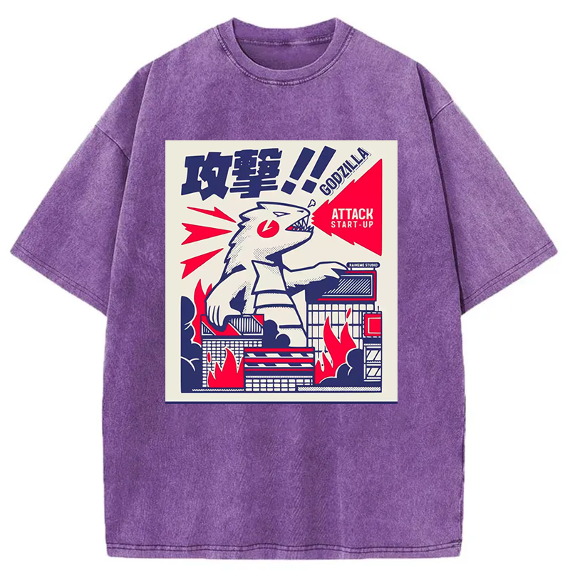fujisakuras Destroy city monsters Washed T-Shirt