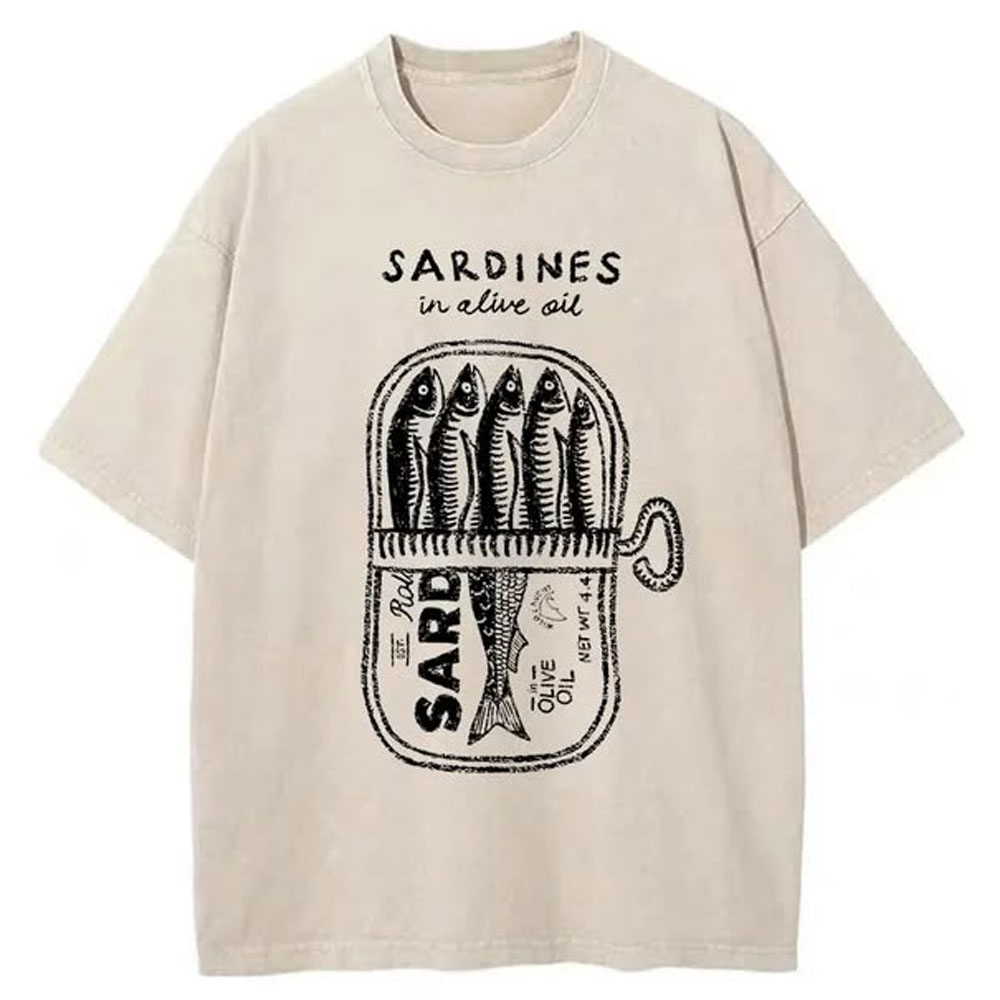 Canned Sardines Washed T-Shirt