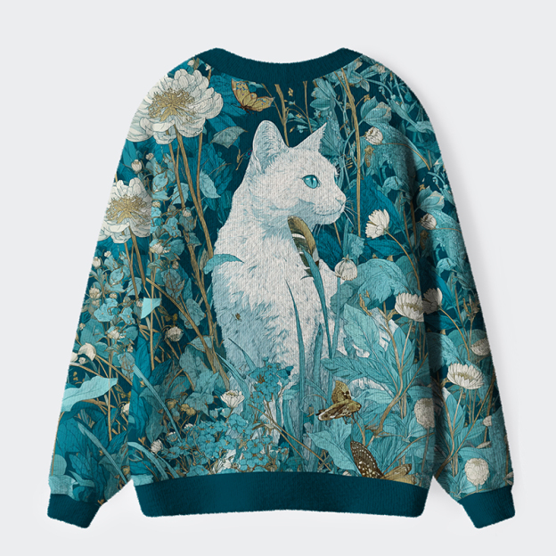 Unisex Blue Meadow Reverie Ugly Cardigan Sweater