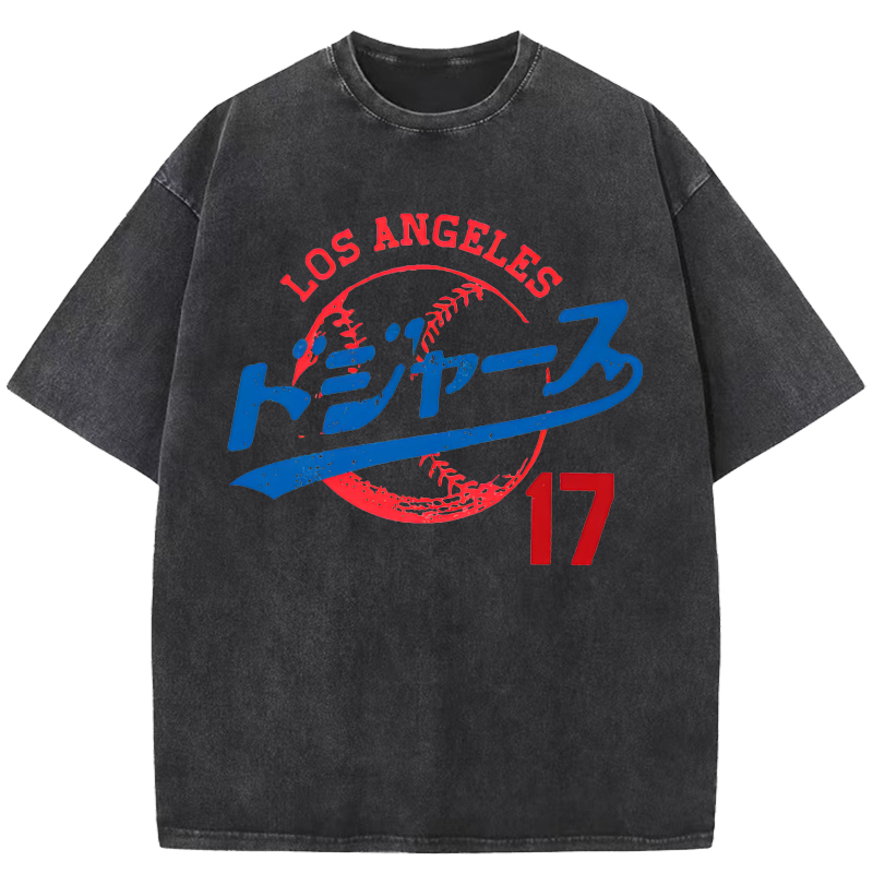  Los Angeles Dodgers japanese design Washed T-Shirt