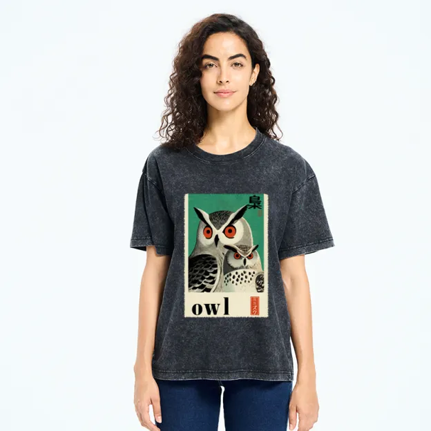 Unisex Eagle Owls Washed T-Shirt